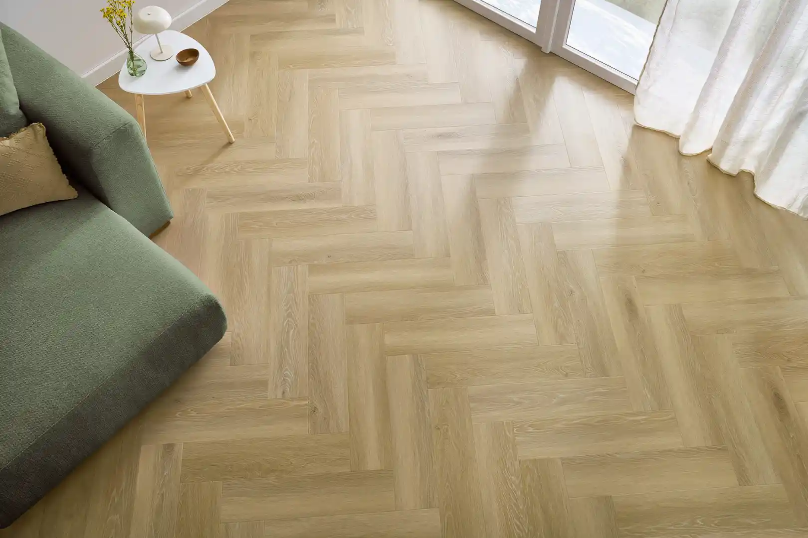 Herringbone parquet oak flooring pattern in Dublin home