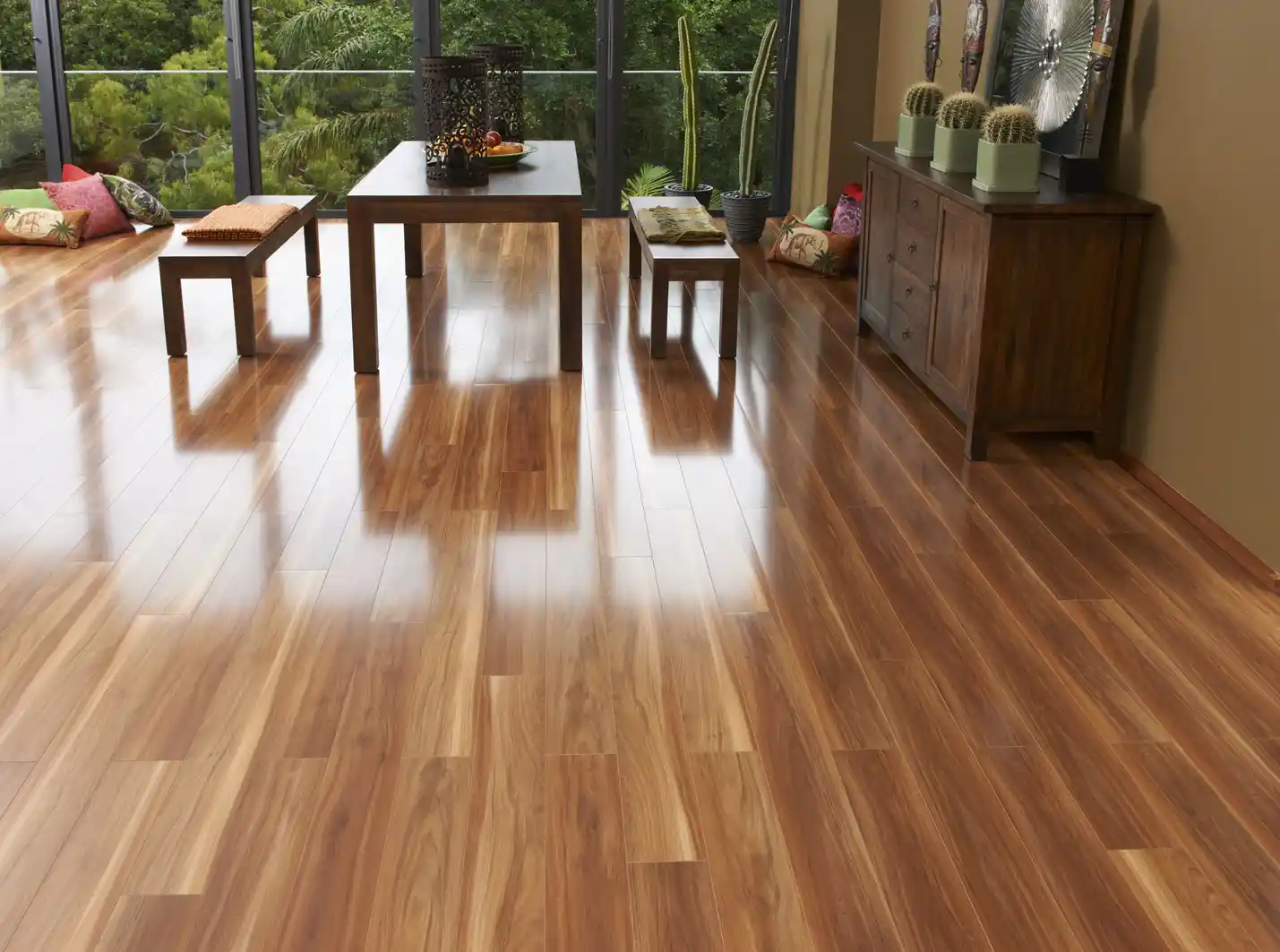 Premium laminate flooring installation in Dublin living room